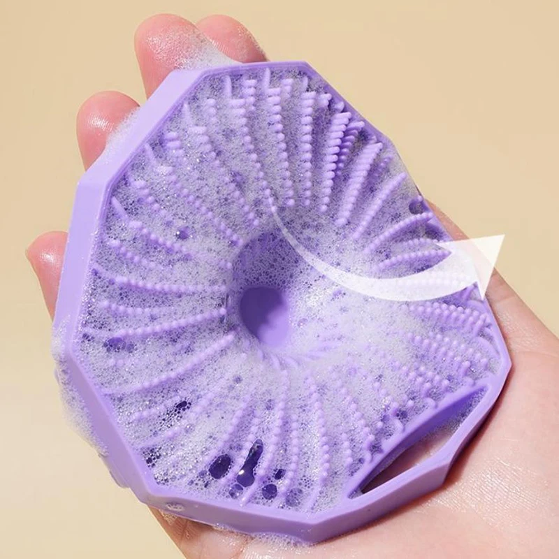 Soft Silicone Exfoliating Brush Cleanser Manual Body Cleansing Scrubber Shower Gentle Massage Bath Brush Bathroom Accessorie..~