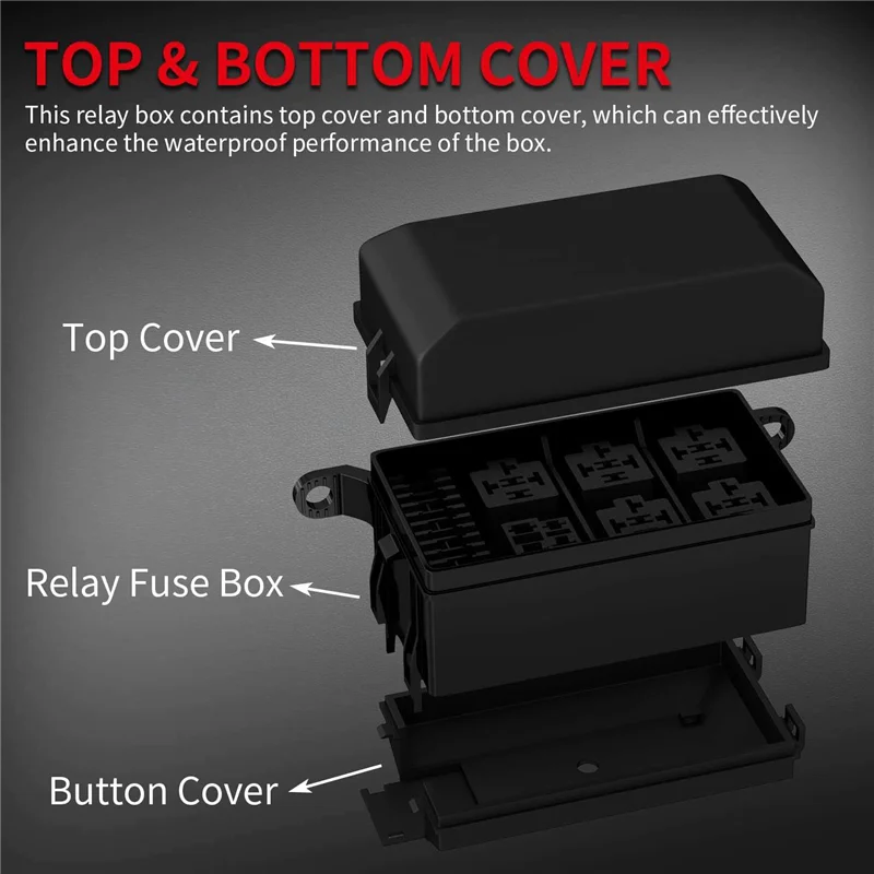 A57M-12V Relay Box 6 Way Universal Relay Fuse Box 6 Slots Relay Block ATC/ATO Fuse Block With Relay Kit Replacement For Car Truc