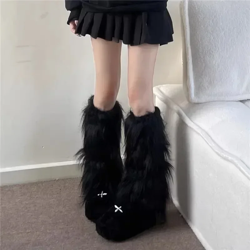 Women Faux Fur Leg Warmers Women Fall Leggings Jk Boots Stocking Girls Lolita Punk Boot Cover Harajuku Fur Foot Warming Cover