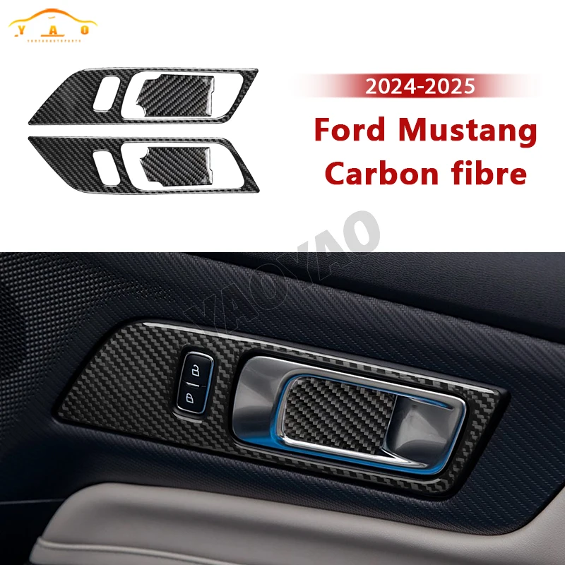 

Carbon Fiber For Ford Mustang GT 2024 2025 Car Door Handle Frame Decoration Sticker Car Accessories