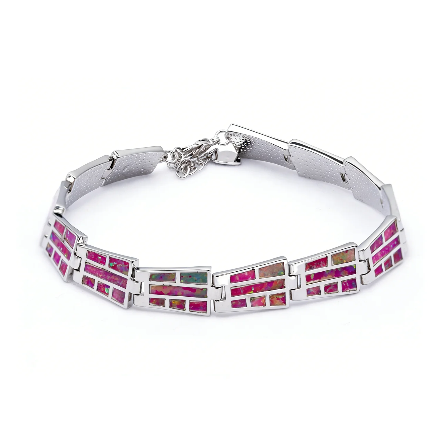 

Opalite Inlay Geometric Link Bracelet Silver Plated Luxury Jewelry Gift for Women Fashion Charms Bohemian Beach Gift for Party