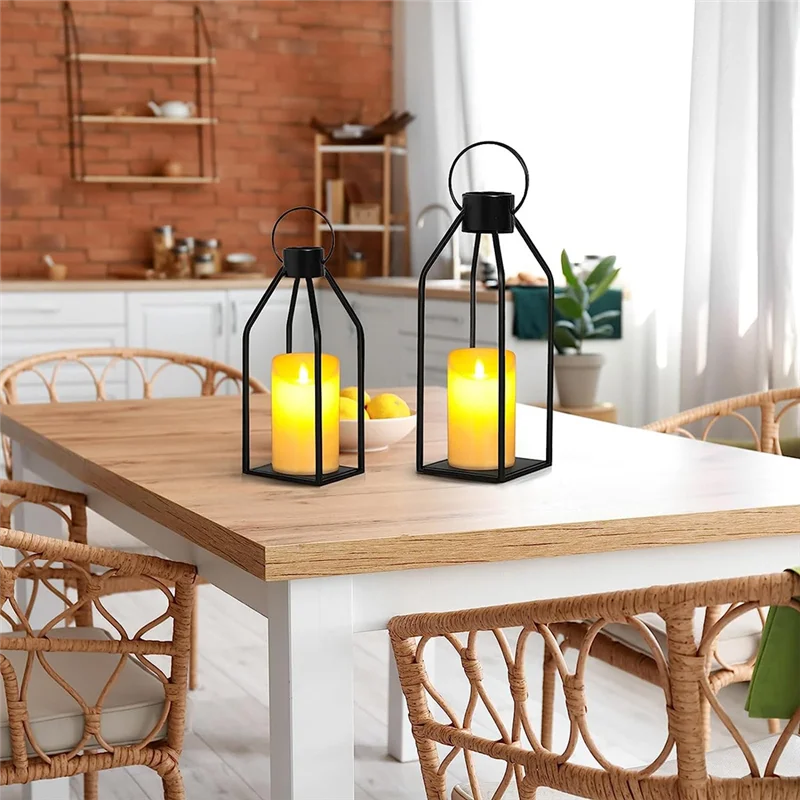 AA86 Set di 2 lanterne a candela con LED tremolante per interni ed esterni, decorazioni per la casa, regalo di Natale e Halloween