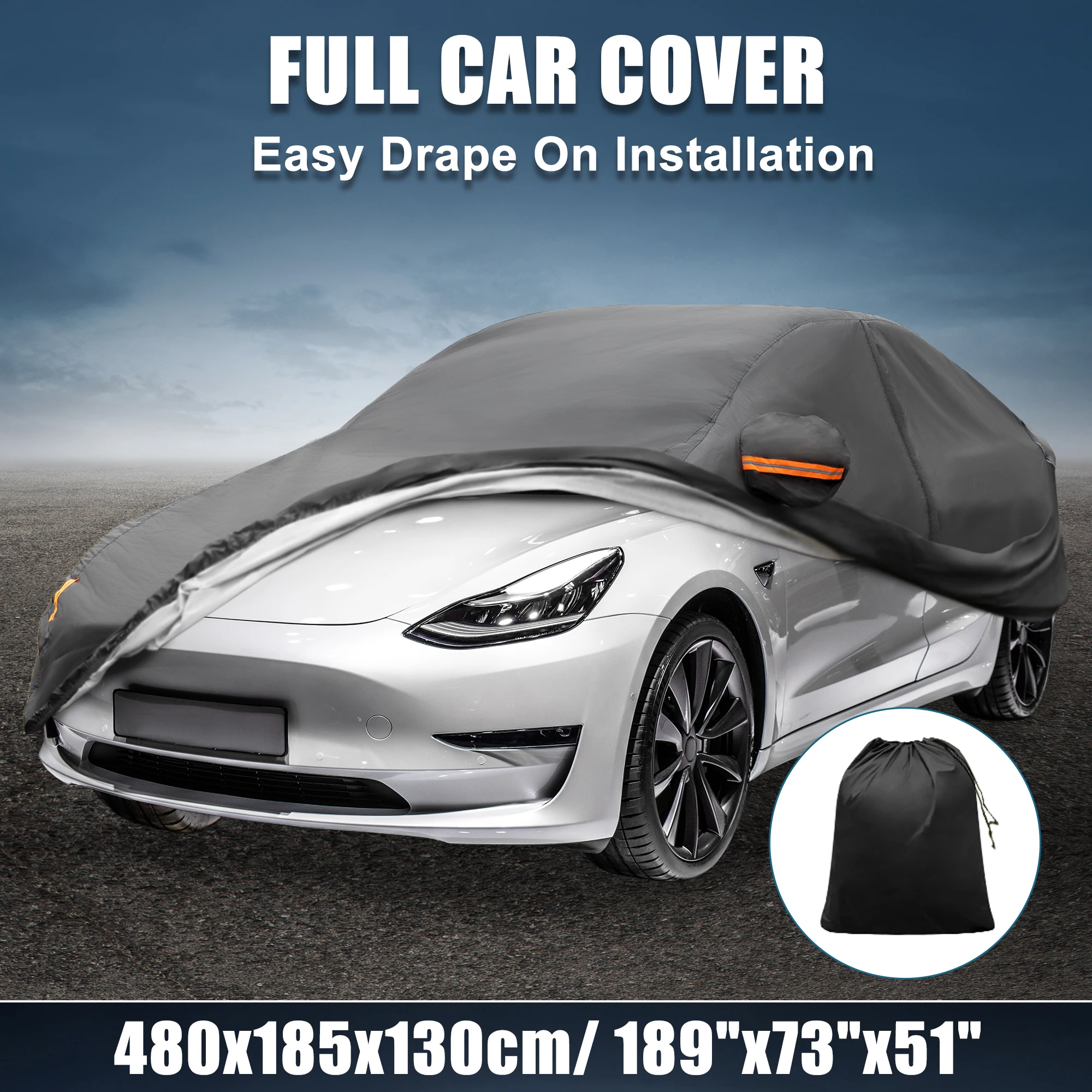 

X Autohaux Car Cover for Tesla Model 3 2017-2023 210T Polyester Outdoor Full Car Cover w/ Driver Door Zipper License Plate Vent