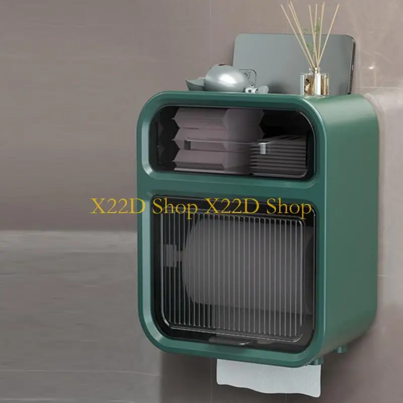 X22D Wall Mounted Bathroom Tissue Box Dispenser With Drawer Toilet Paper Storage Box