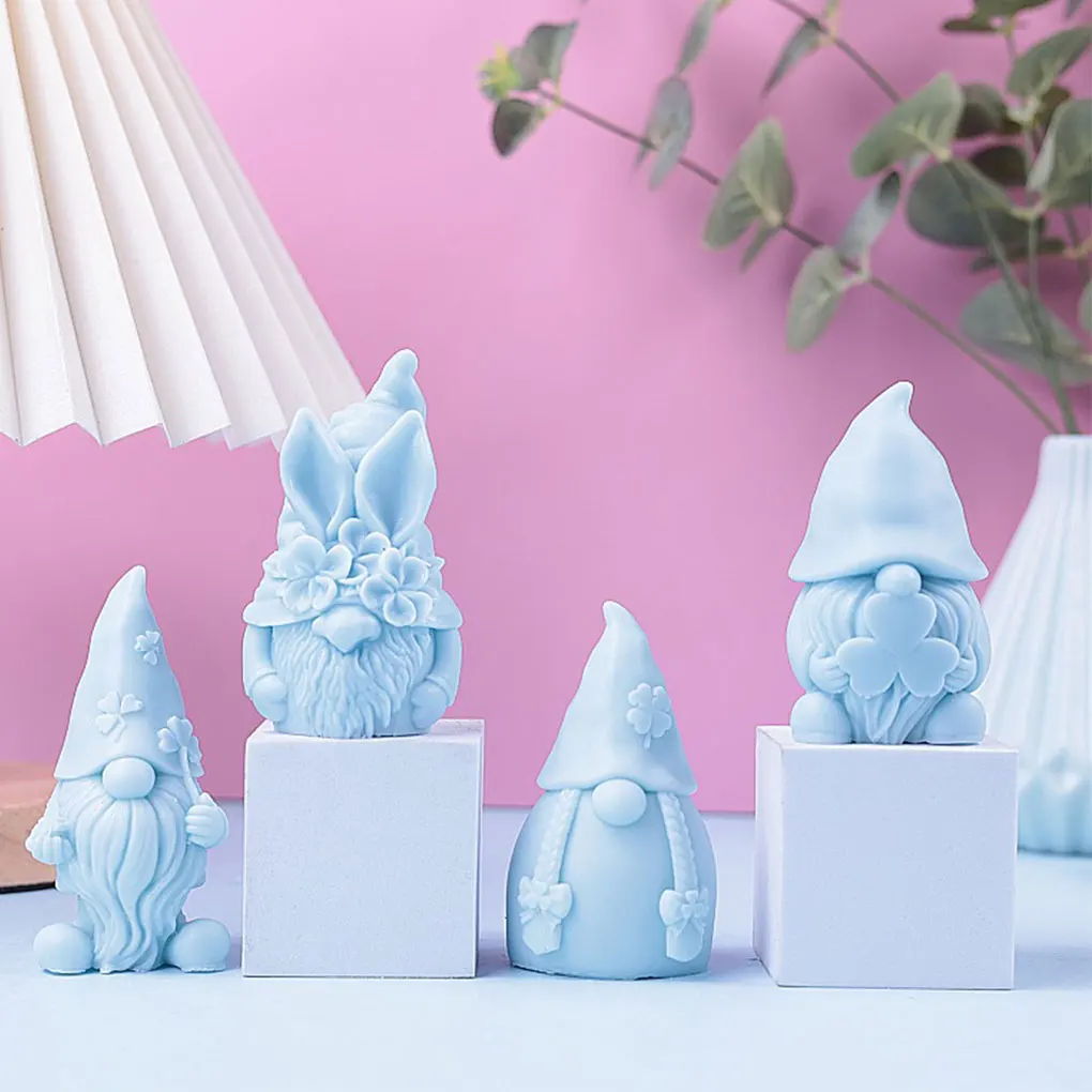 DIY Christmas Gnome Candle Crystal Epoxy Resin Mold Dwarf Chocolate Soap Plaster Ornaments Home Decoration Silicone Mould