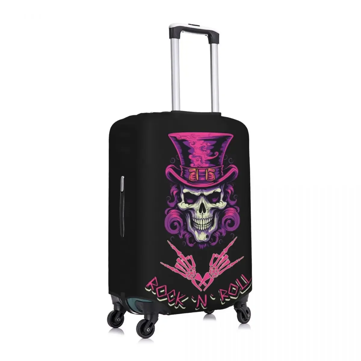 Rock'n'Roll Skull Suitcase Cover Music Band Guitar Business Holiday Elastic Luggage Case Protection Xmas Gift