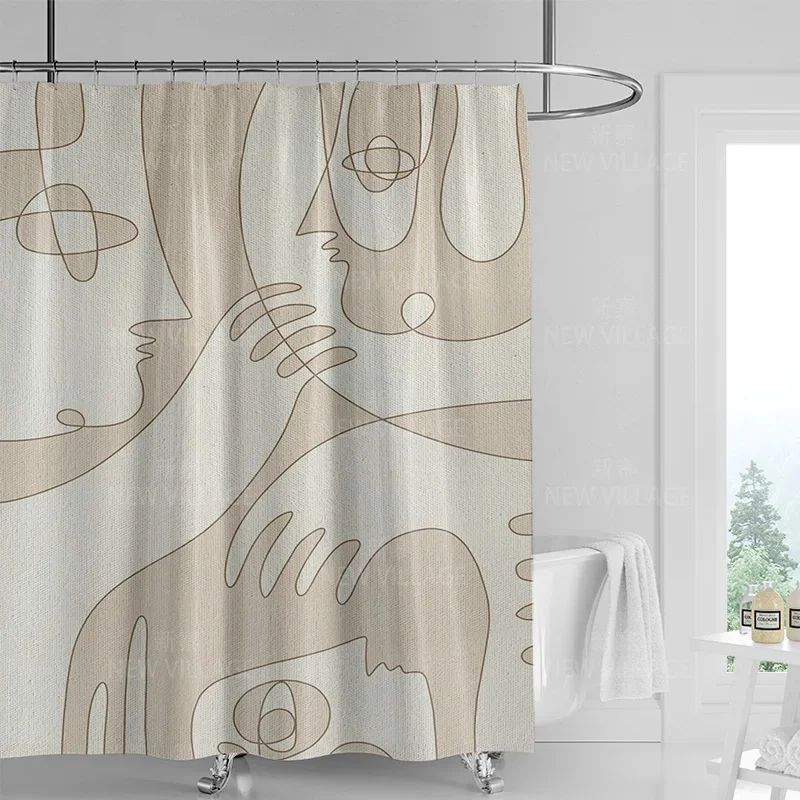 Abstract geometric graffiti shower curtain Nordic minimal wind waterproof fabric bathroom curtain shower curtain 180x200