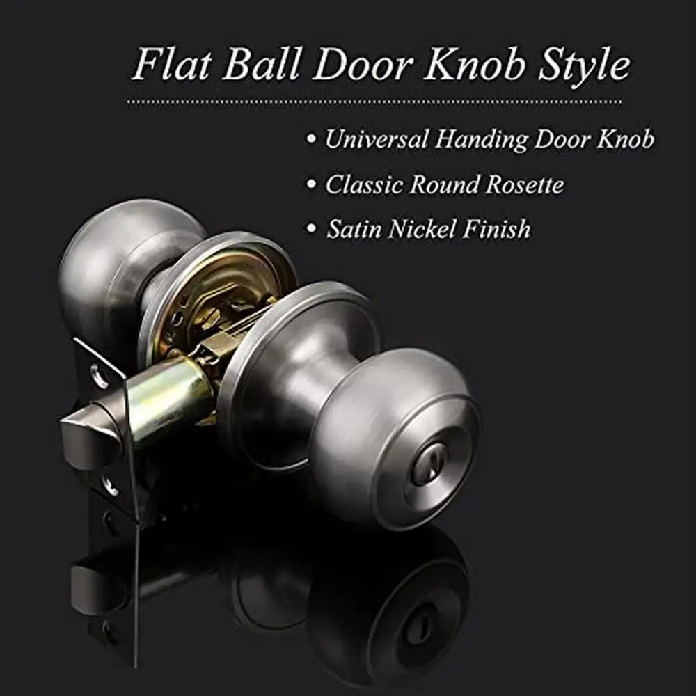 Privacy Door Knobs Set 5 Pack Stainless Steel Adjustable Latch Easy Install Keyless Thumb Turn