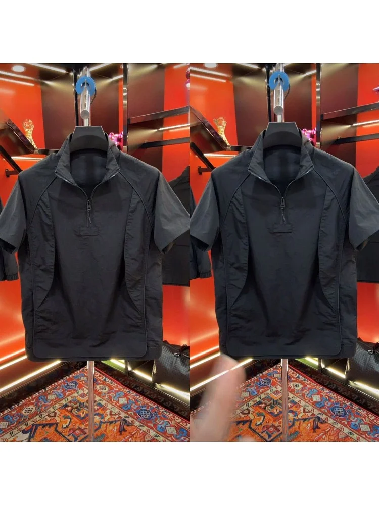 High-End Zomer Faion Heren Werkkleding Spor f-Zip ort-Sve Stand-Kraag Casual Trendy Loose Fit Jeugdige ular