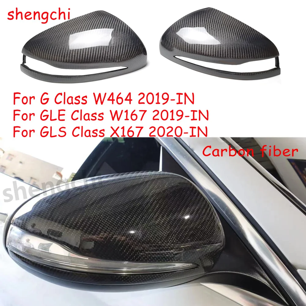 for Mercedes G GLE GLS Class W464 W167 X167 Real Carbon Fiber Mirror Cover Replacement Side Wing Mirror Caps 2 Pcs 2019-IN