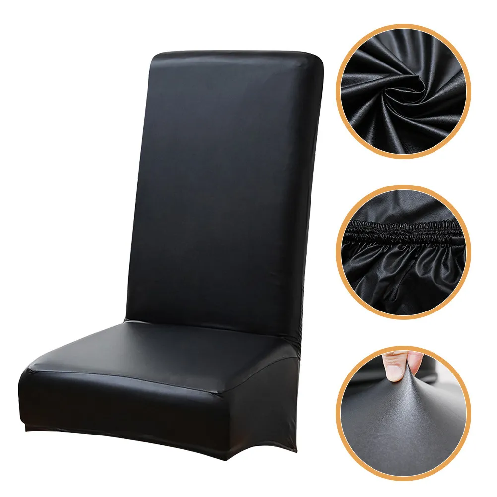 PU Elastic Chair Cover for Dining Room Living Room Office Stretch Slipcover Waterproof Stain Scratch Protector Home