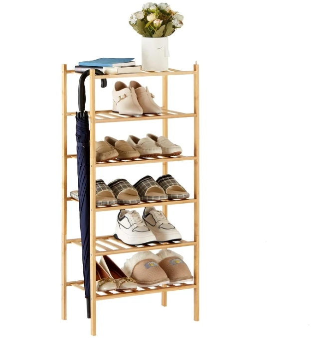 

！@Combohome 6 Tier | Wood | Closets Free Standing Bamboo Shoe Rack Storage Organizer Shoes Store Display Hold Shoes