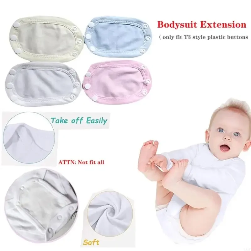 581F Set of 4pcs Infant Clothing Adjuster Plastic Crotch Extender Breathable Cotton Pad Safe Daily Prolonged Use