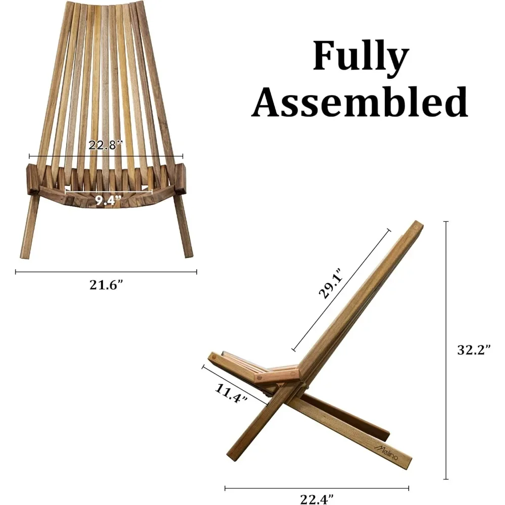 2 قطعة FSC كراسي آديرونداك من خشب السنط المعتمد منخفضة المستوى للاستخدام الخارجي قابلة للطي في الحديقة مع تصميم كلاسيكي تاماراك
