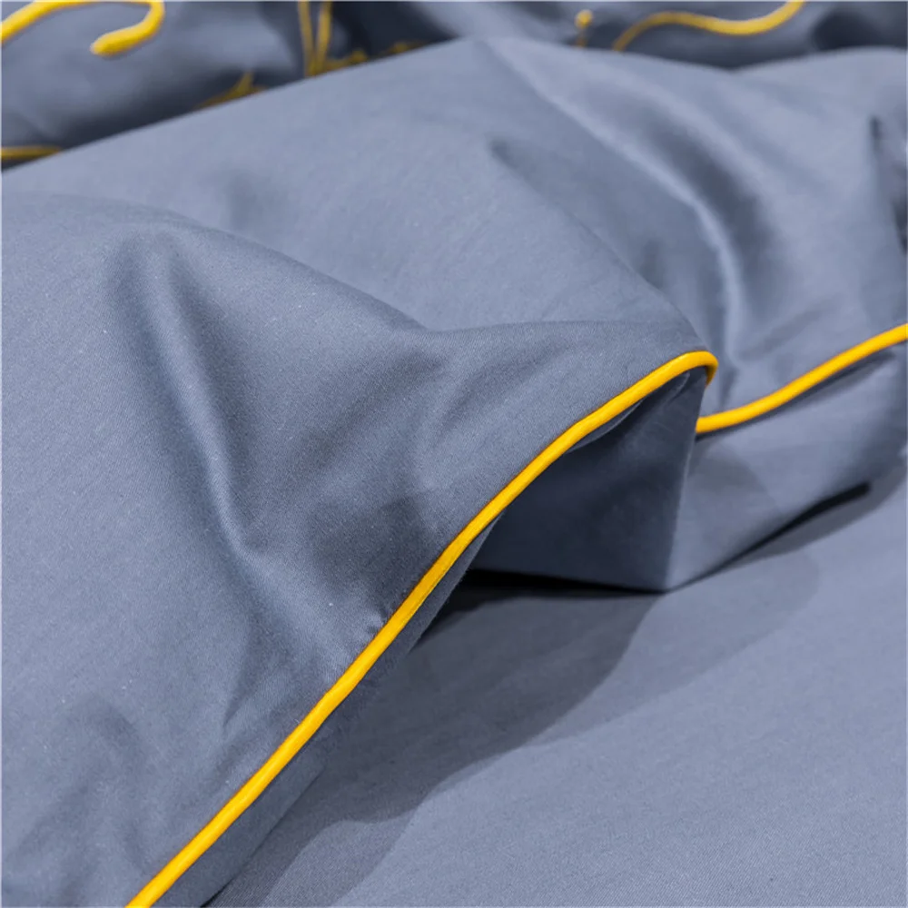 Svetanya Solid Cotton Embroidery Bed Linens Hotel Home Bedding Sets Sheet Pillowcase Duvet Cover Set