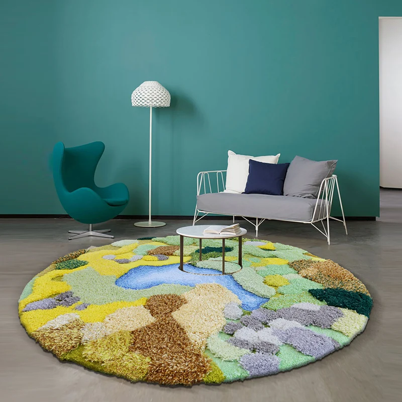 Handmade Wool Round Rugs For Bedroom Creative Living Room Carpet Home Sofa Coffee Table Floor Mat Thicken Cloakroom Art Rug