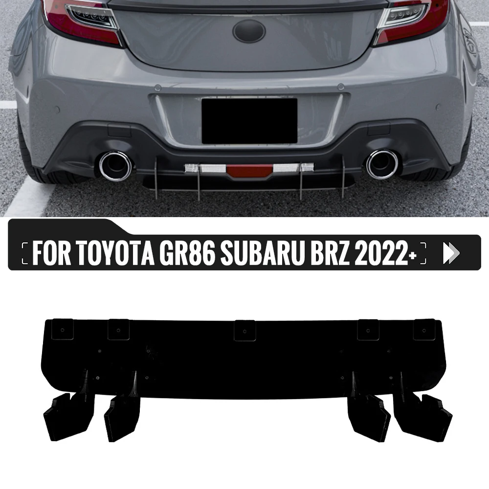 Car Rear Bumper Lip Diffuser Splitters 4 Fins Blade Style Lip Trim Spoiler Body Kit For Subaru BRZ Toyota GR86 2022 2023+