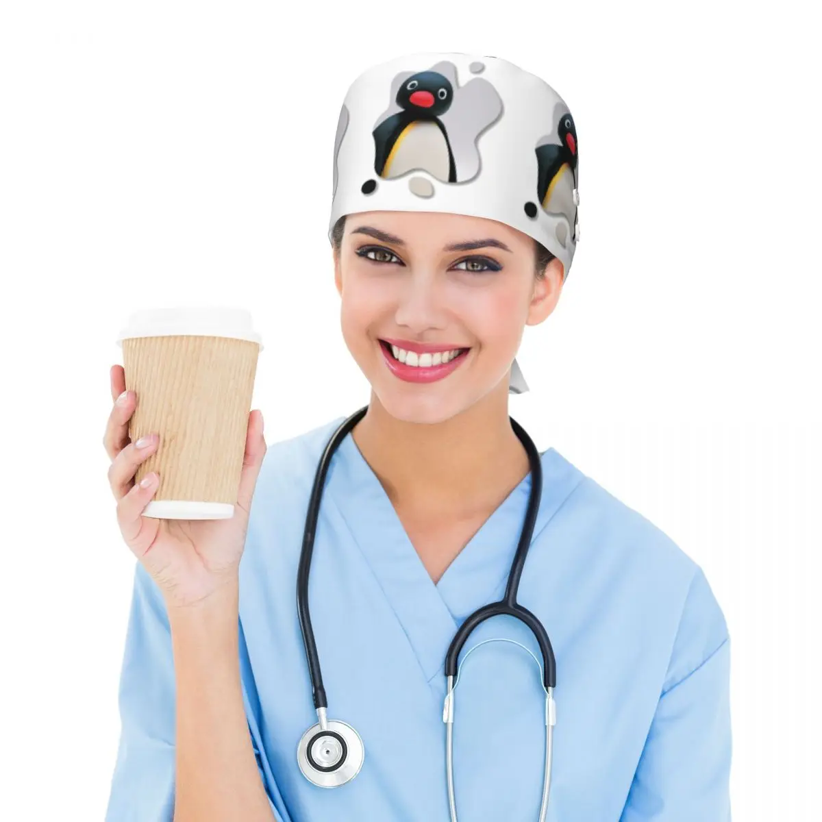 Czapka chirurgiczna Pingu Pinga Penguin Tv Scrub Hat, unisex, regulowana, do pracy, dla lekarzy, pielęgniarek i dentystów