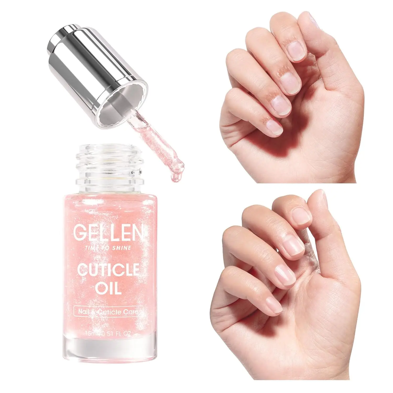 

GELLEN Nail Cuticle Oil 15ml Skin Care Art Supplies for Men Women Pink Golden Vitamin E Fingernail Nourishing Oil Hydrating