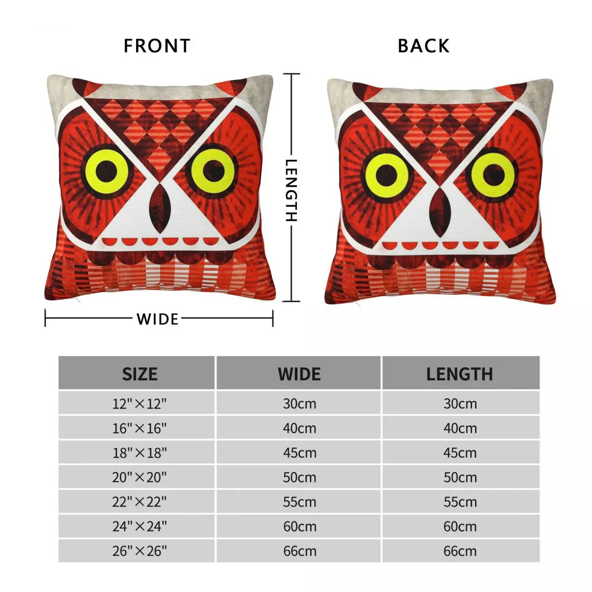Great Horned Owl Square Pillowcase Polyester Linen Velvet Pattern Zip Decorative Throw Pillow Case Room Cushion Cover