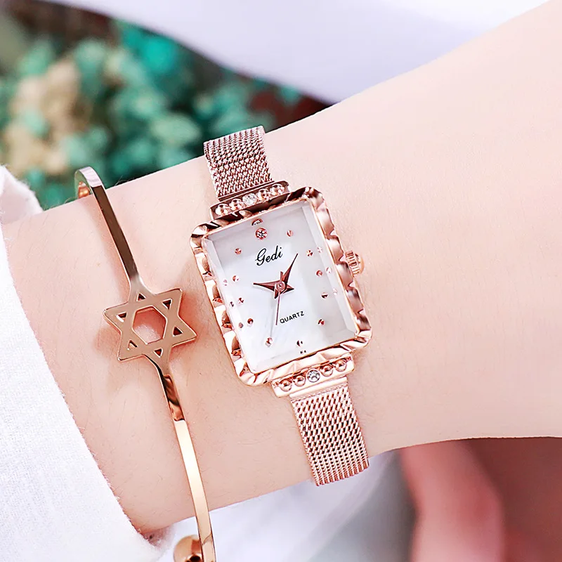 YFY mesh belt women's watch square simple student waterproof quartz women's trendy women's