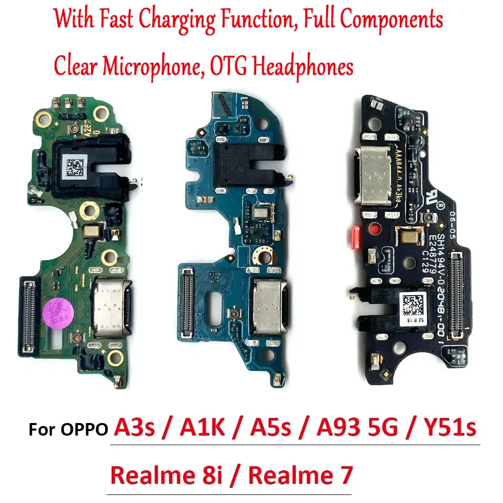 

NEW Tested USB Charger Charging Port Flex Cable Dock Connector Microphone Board For OPPO A3S A1K A5S A93 5G Y51S Realme 8i 7