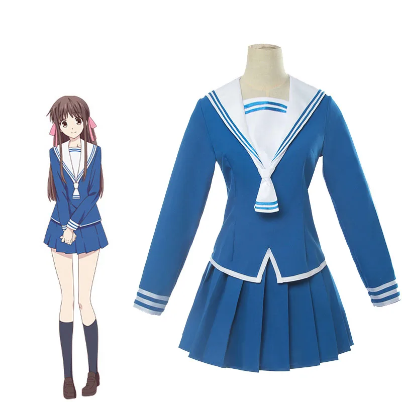 Anime Fruits Basket Cosplay Costume Tohru Honda Cosplay Uniform JK Girl School Uniform Women Sailor Costume Top Skirt Socks