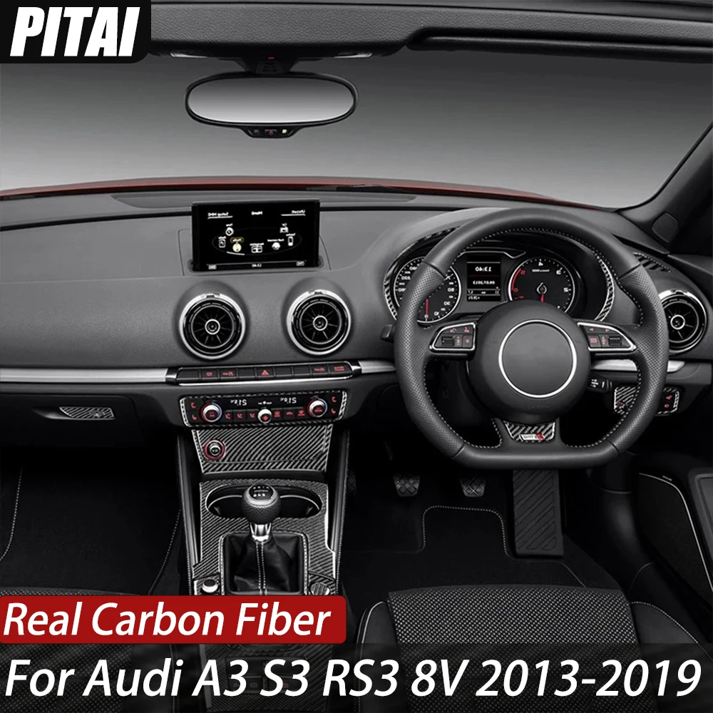 For Audi A3 S3 RS3 8V 2013-2019 Carbon Fiber Center Console Dashboard Air Vent Panel Trim Set Car Interior Accessories Sticker