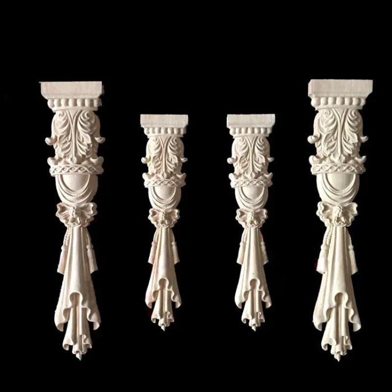 Roman Column Decoration  Accessories Carved Stigma Solid Wood Fireplace Cabinet Vertical Flower European Style Home