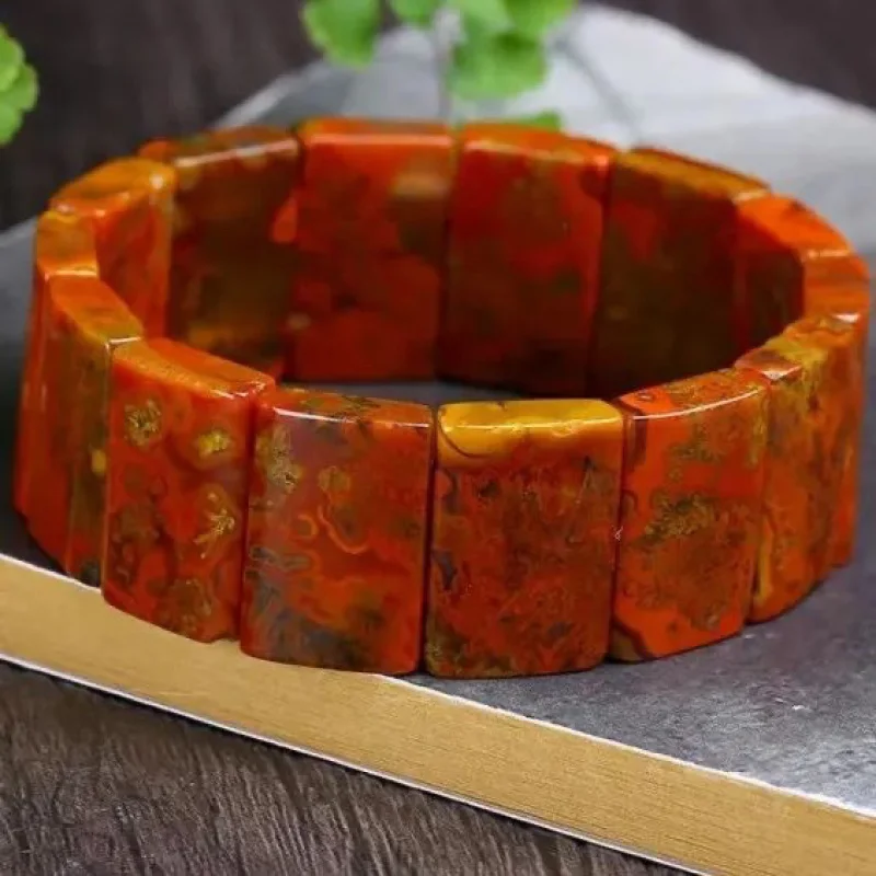 

New Pure Natural Xuanhua Warring States Red Agate Bracelet for Men and Women, Trendy Simple Beaded Jewelry