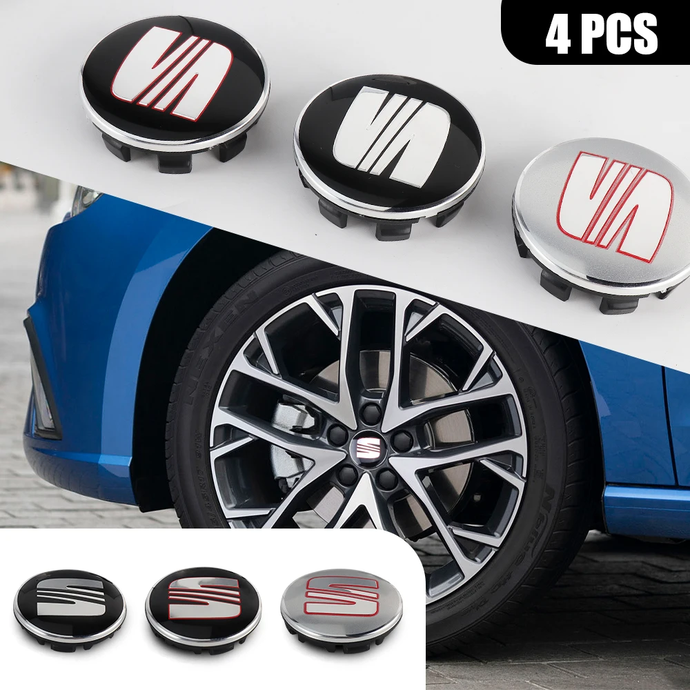 4PCS 55/63MM Car Wheel Center Hub Cap Tire Rim Cover Accessories For Seat Cupra FR Racing Ibiza Leon Ateca Exeo Sportcoupe Altea