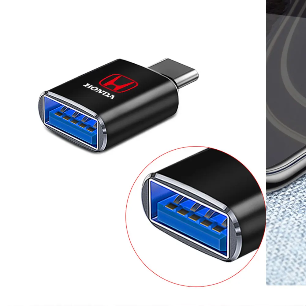 1Pcs USB To Type-C OTG Adapter USB Female Converter Phone Charger For Honda Mugen Power Accord Civic Vezel CRV Jazz City HRV view 6