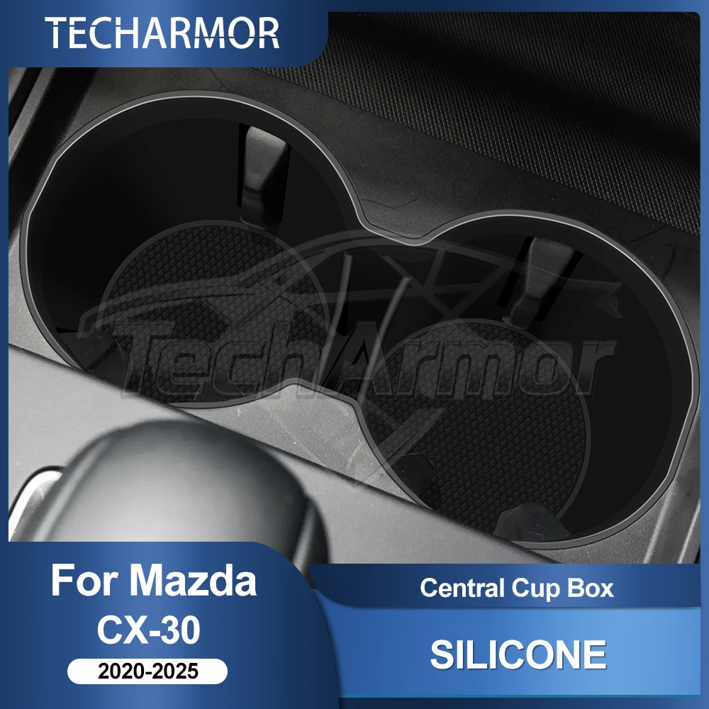 Pour Mazda CX-30 2020 2021 2022 2023 2024 2025 CX30 CX 30 – Insert de porte-gobelet en silicone pour console centrale avec rangement – Pièces automobiles