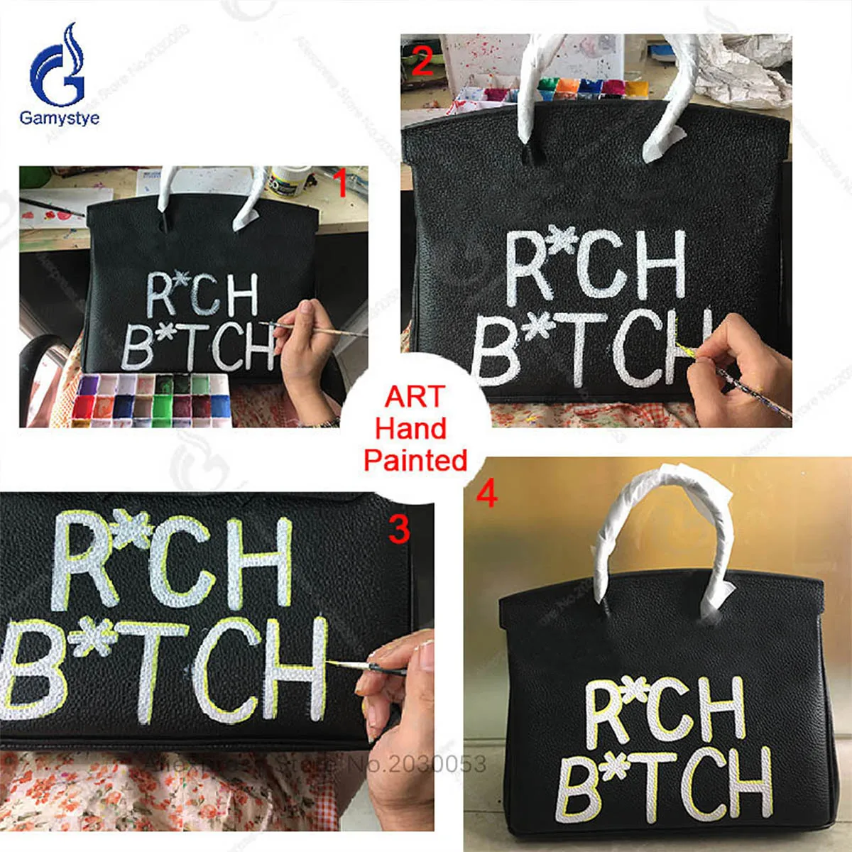 Art Hand-Painting A beautiful girl Customize Totes Designer Totes Women purses and handbags Real Togo Cowskin Unique personality