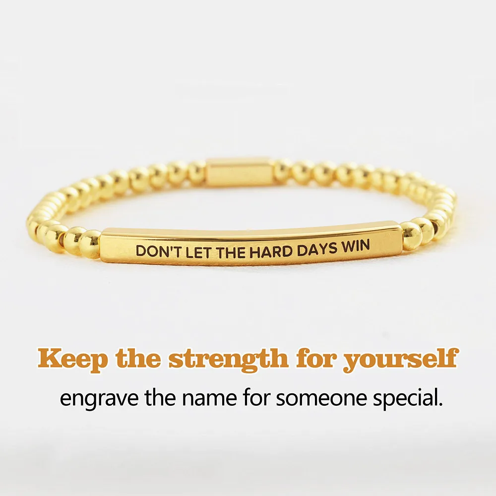 

Браслеты моему дочери и сына с индивидуальным именем и гравировкой, персонализированный эластичный браслет из нержавеющей стали с бисером для женщин и мужчин, подарок