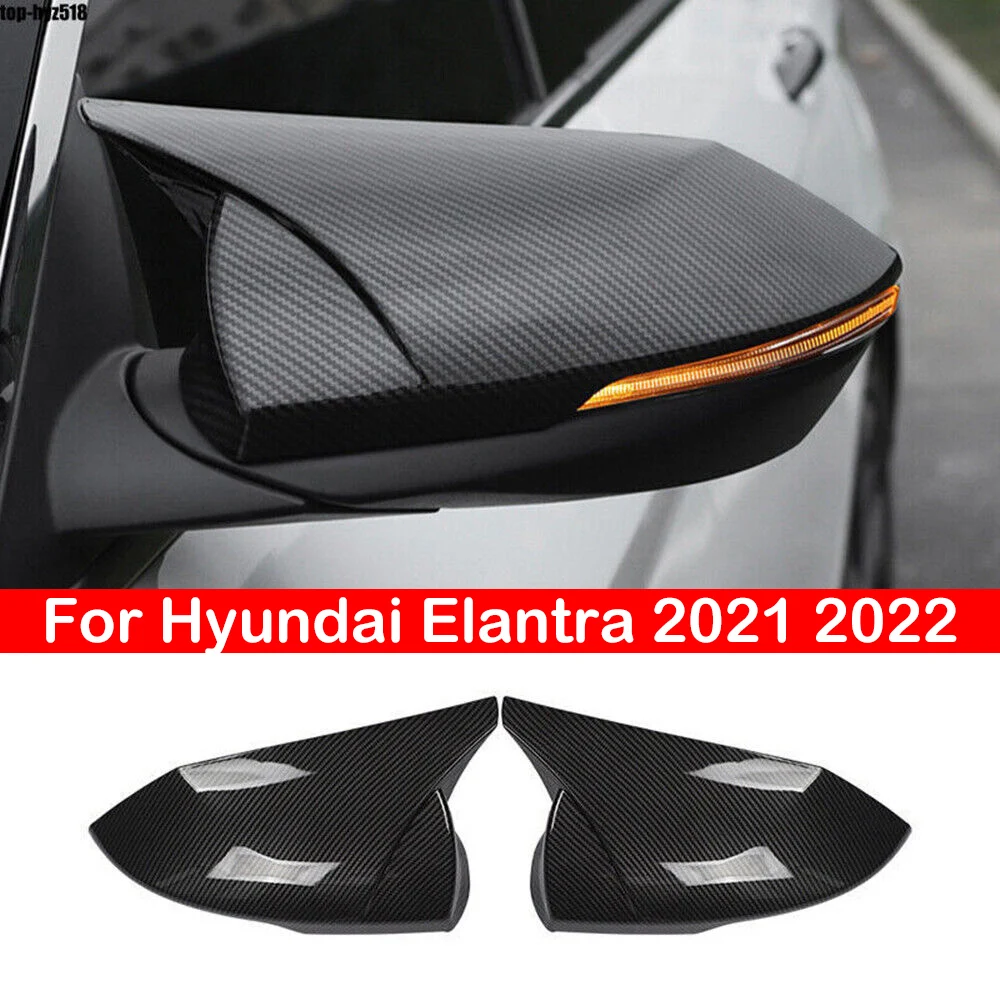 

For Hyundai Elantra 2021 2022 Car Rearview Side Mirror Cover Wing Cap Exterior Sticker Door Rear View Case Trim Carbon Fiber