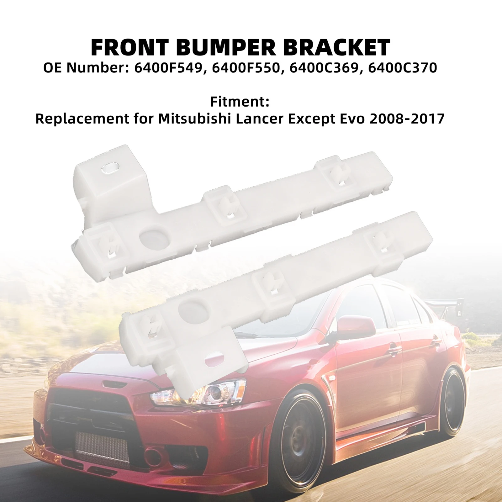 Front Bumper Bracket 6400F549 Left Right Bumper Bracket Clip Support Holder Replacement for Mitsubishi Lancer Ecxept