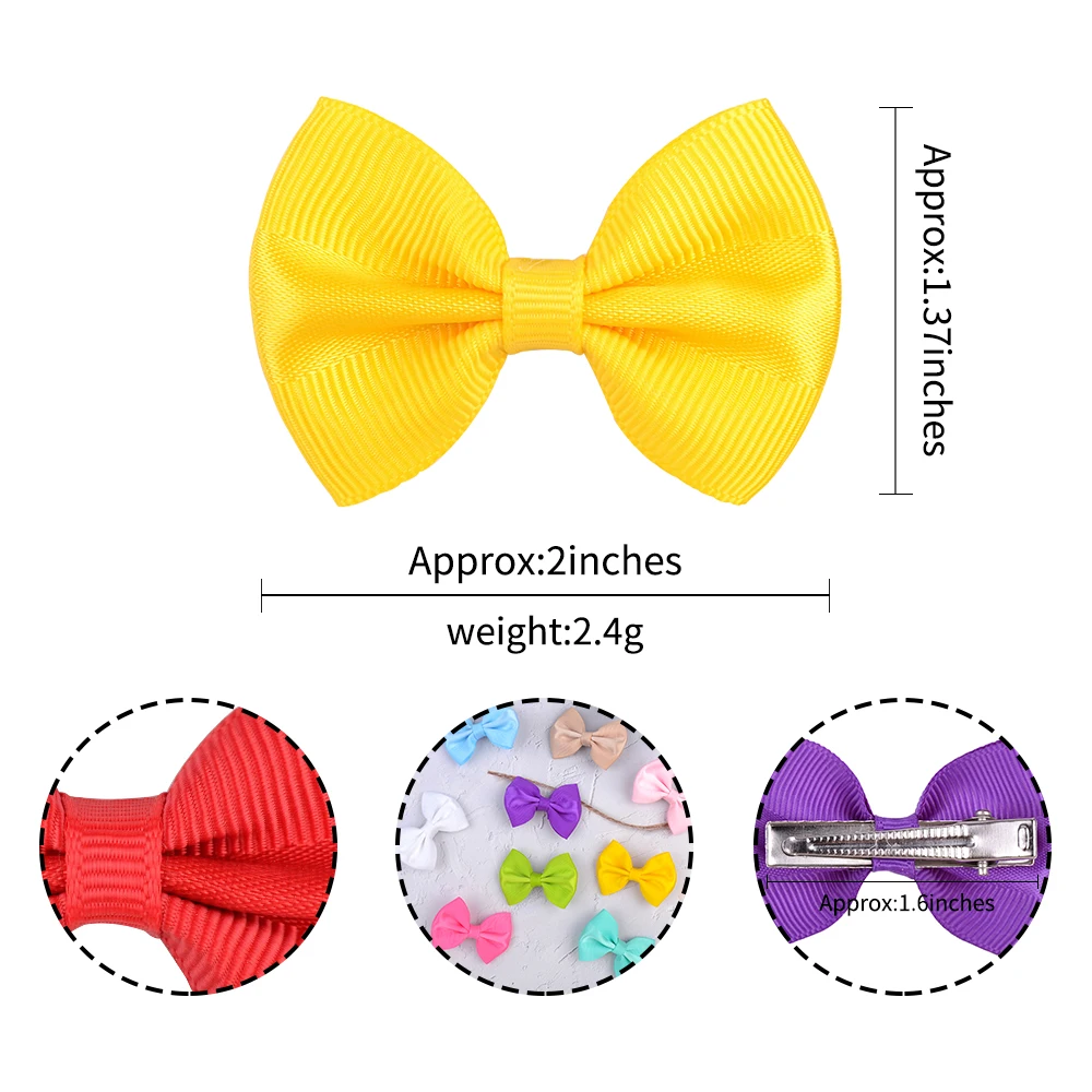 10Pcs/set Solid Colors Grosgrain Ribbon Bowknot Hairpins For Cute Girls Mini Hair Clips Barrettes Headwear Kids Hair Accessories