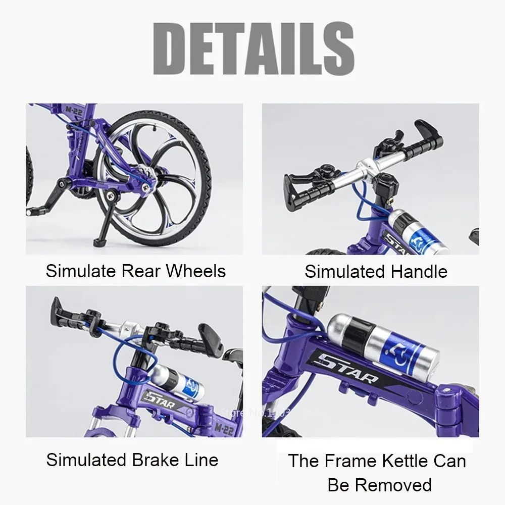 1:8 pliant plat montagne vélo jouet modèles alliage moulé sous pression réglable pied Support roue avant direction Simulation vélos pour enfant