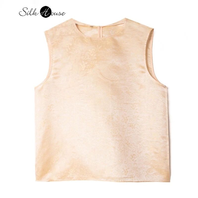 

2025 Women's Fashion Summer New Versatile Style Comfortable and Casual 100% Natural Mulberry Silk Champagne Tank Top