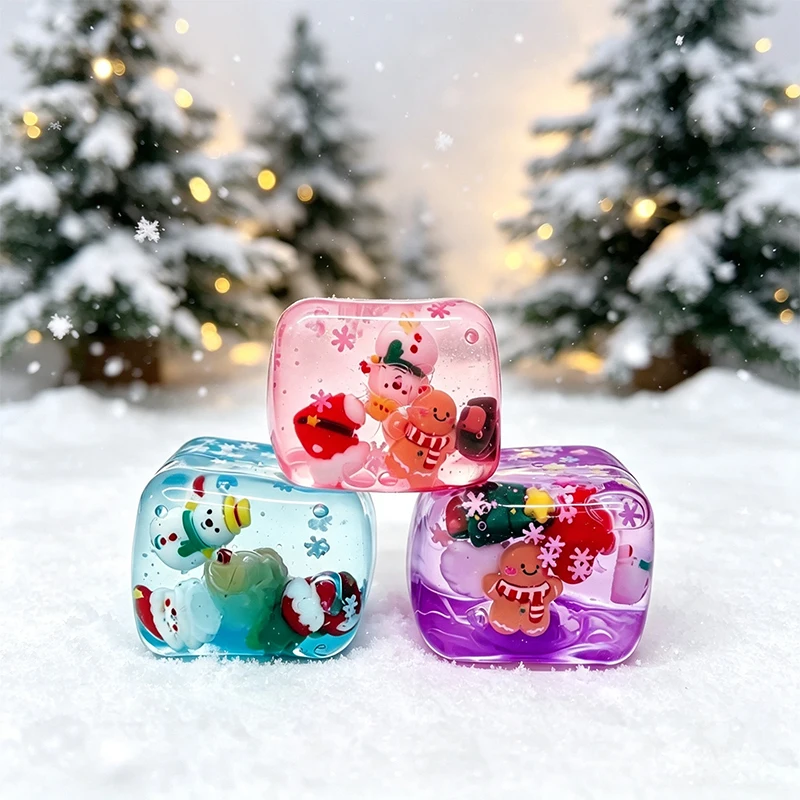 Christmas Theme Squishy Pinching Santa Claus Deer Maltose Cube Ice Pressure Ball Slow Rebound Soft Office Home Decoration Gifts