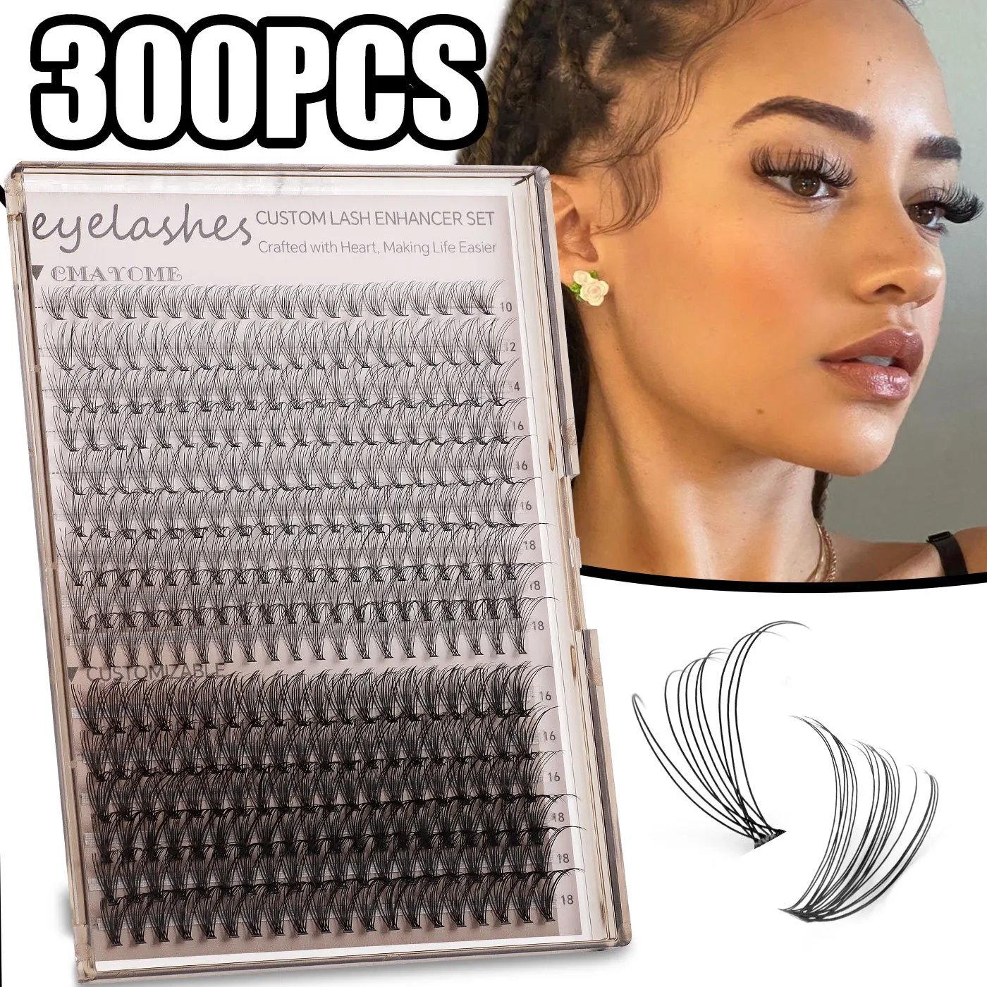 

Горячая большая емкость DIY сегментированный флис 280 кластеров толстый керлинг самопрививка D-Curve набор накладных ресниц