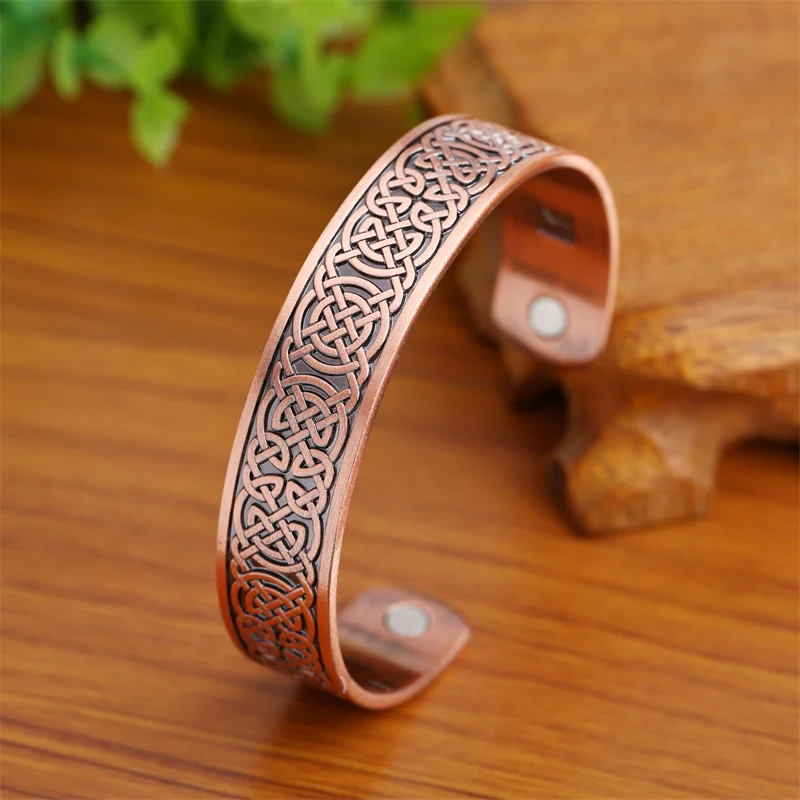 Dreamtimes Celtic Knot Pure Copper Magnetic Bracelet for Men Adjustable Cuff Energy Magnetic Bracelet Wristband Viking Bracelets