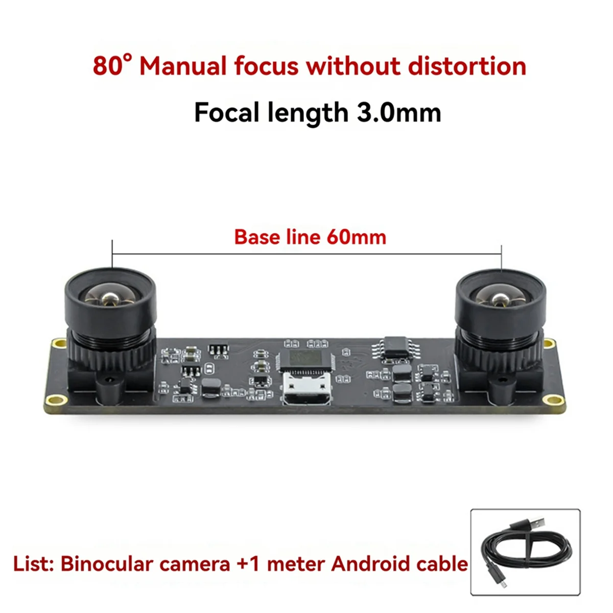 Global Shutter Synchronization Dual USB Camera Module 4MP 3840x1080 High Frame Rate 60fps with 80 Degree Lens/3.0mm