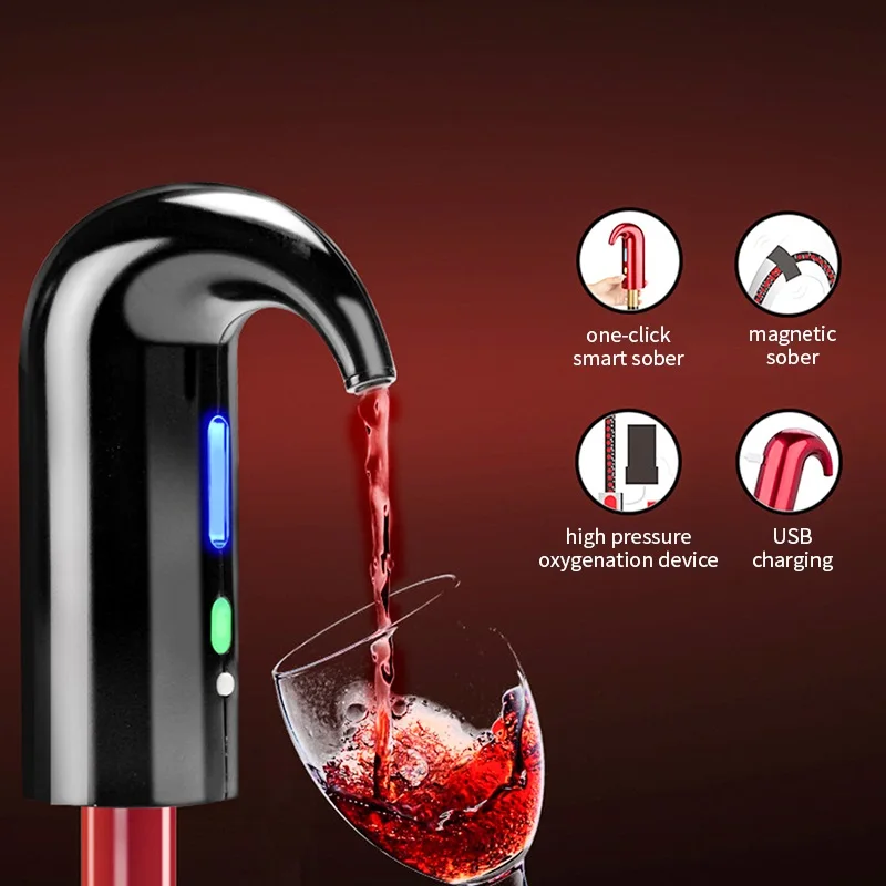 Electric Wine Aerator One Touch Quick Aerating Awakening Wine Decanter Dispenser Pump Automatic USB Rechargeable Wine Pourer