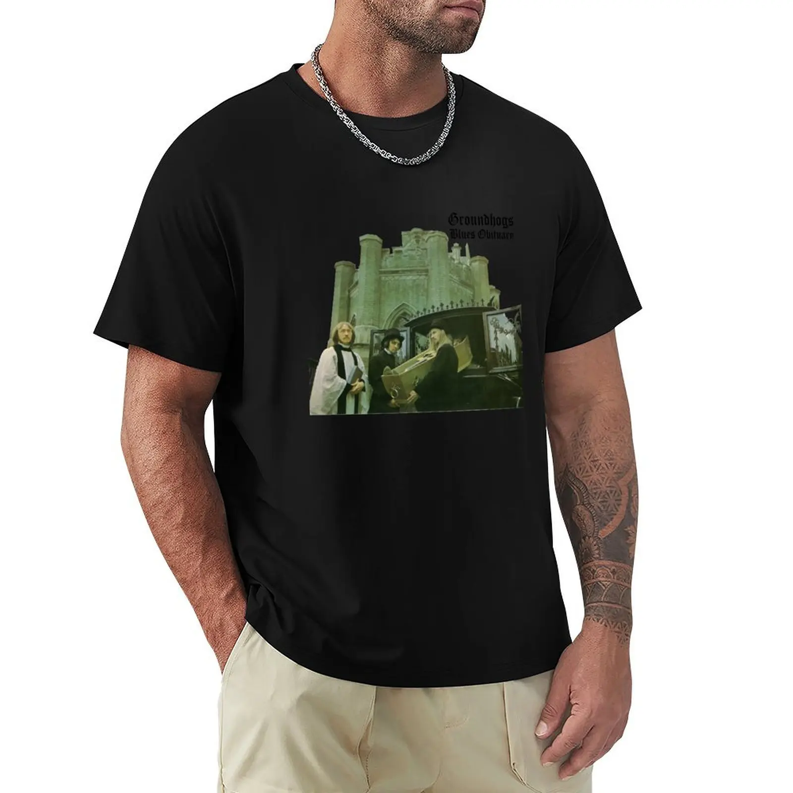 The Groundhogs Blues Obituary Album Cover. T-Shirt Big and Tall Basic Tee Shirt