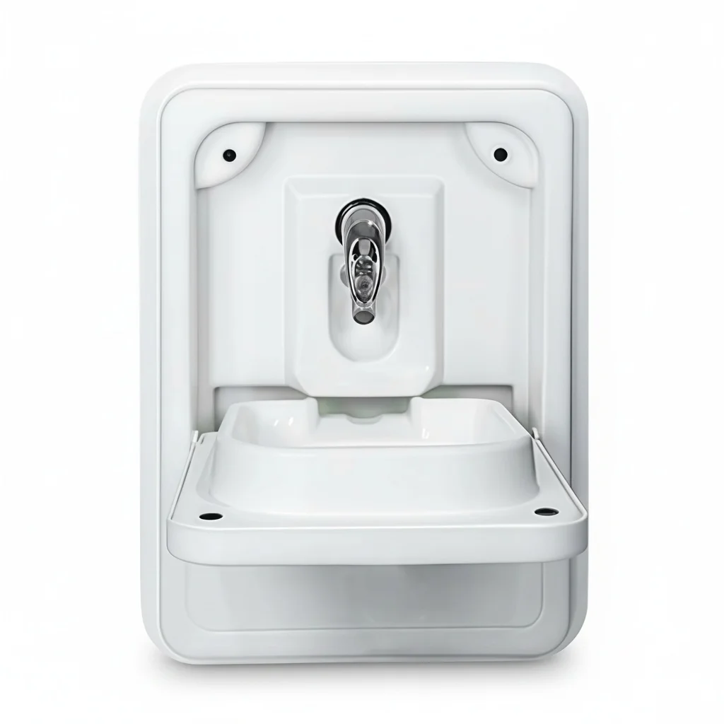 

Fold-Down Wall Sink, Acrylic White Foldable Wash Basin, Heavy Duty Compact Space Saving Camper Sink for RV Caravan Boat
