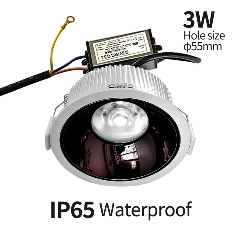 

Bathroom anti-dazzle waterproof downlight Kitchen bathroom moisture-proof anti-fog shower room embedded sky light hole 55mm IP65