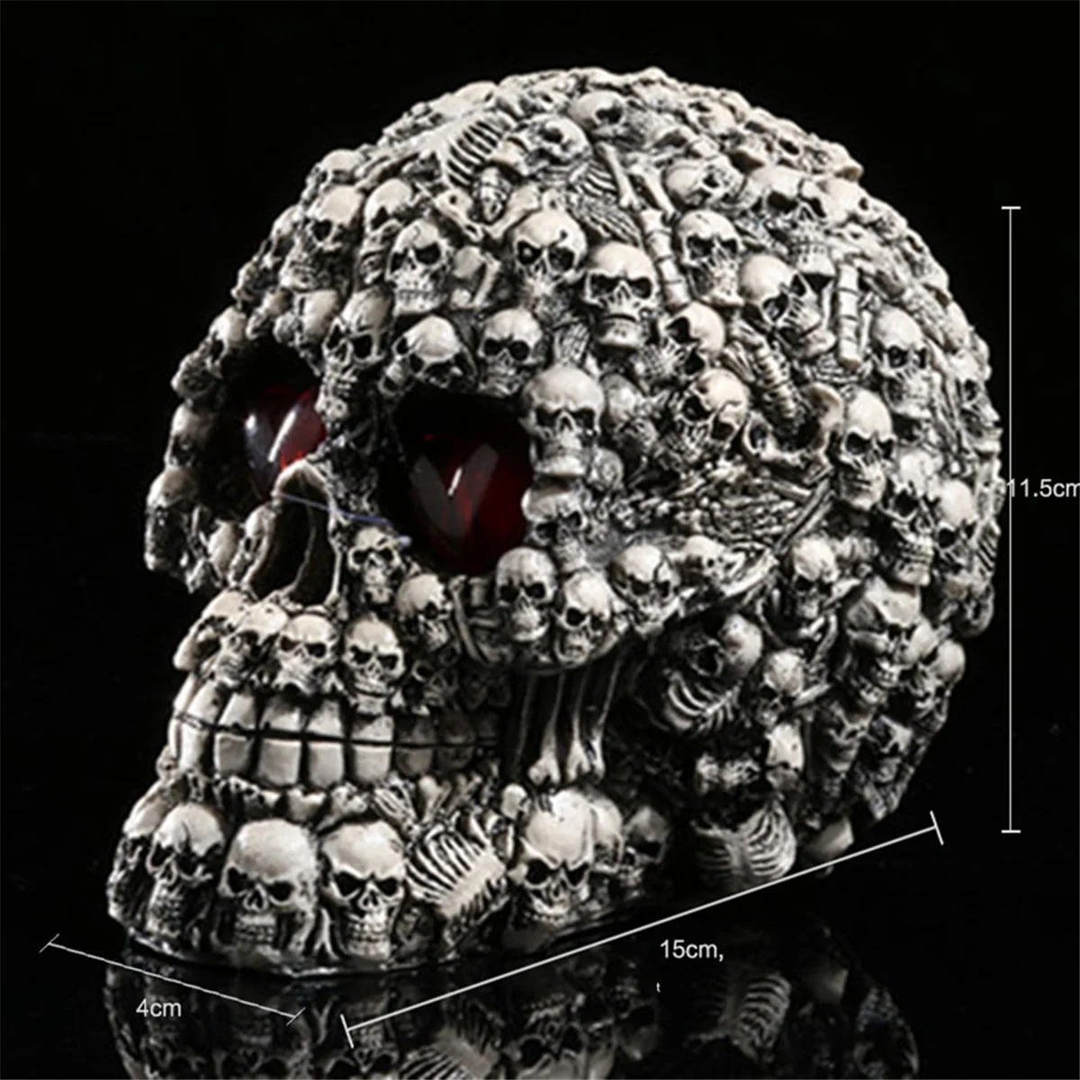 2025+ Handmade LED Eyes Resin Skull Head Statues Skull Figurines Sculpture Home Decoration Craft Halloween Decor Gift