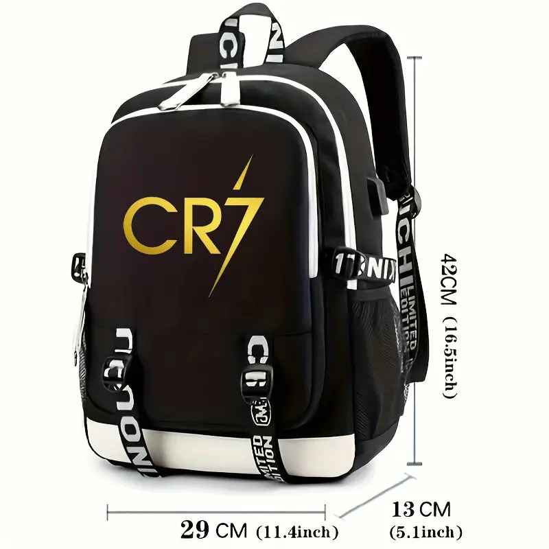 New Kids CR7 Printed Backpack Schoolbag Casual Backpack For Men And Women